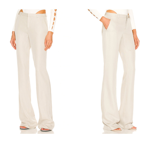 AYA MUSE Pavia Slacks Trousers Medium Woven Pocket Pants Luxury Classic Natural